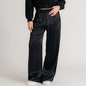 SABLYN Brynn wide leg silk pant in black